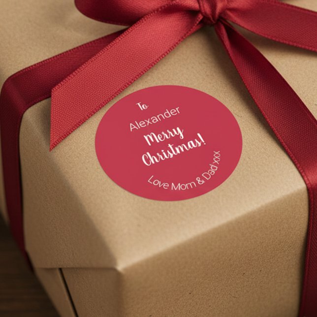 Sticker Rond Balise cadeau de Noël Rouge mignonne de maman et p (Créateur téléchargé)