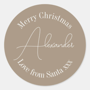 Sticker Rond Balise cadeau de nom de Noël personnalisée