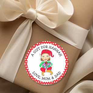 Sticker Rond Balise Cadeau de petite fille Elf To et From