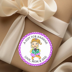 Sticker Rond Balise Cadeau de petite fille Elf To et From