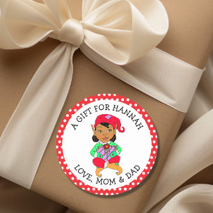 Sticker Rond Balise Cadeau de petite fille Elf To et From