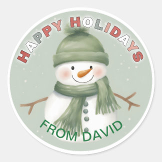 Sticker Rond Balise cadeau de Snowman adorable