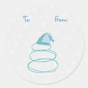 Sticker Rond Balise cadeau Funky Snowman