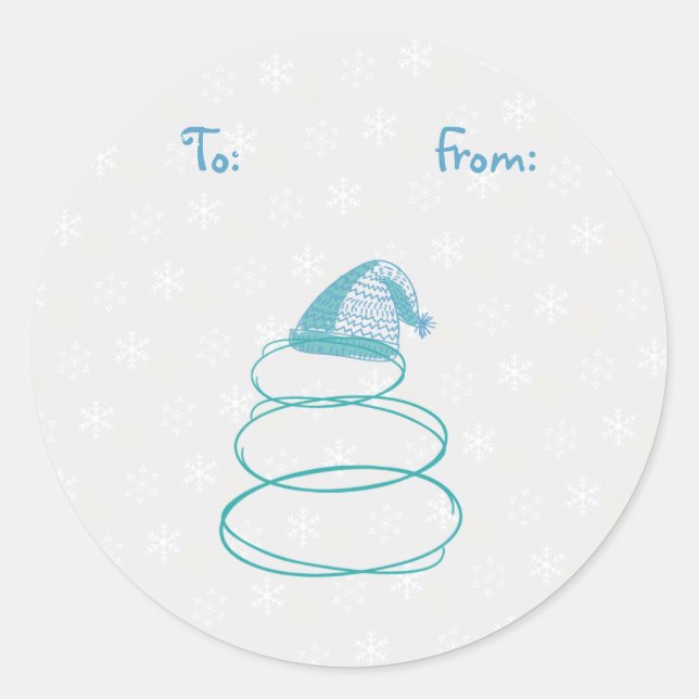 Sticker Rond Balise cadeau Funky Snowman (Devant)