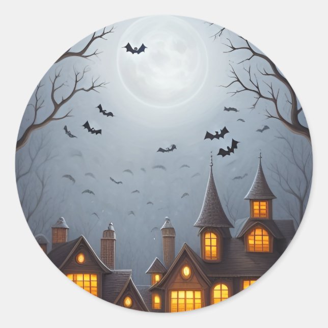 Sticker Rond Balise cadeau Halloween (Devant)