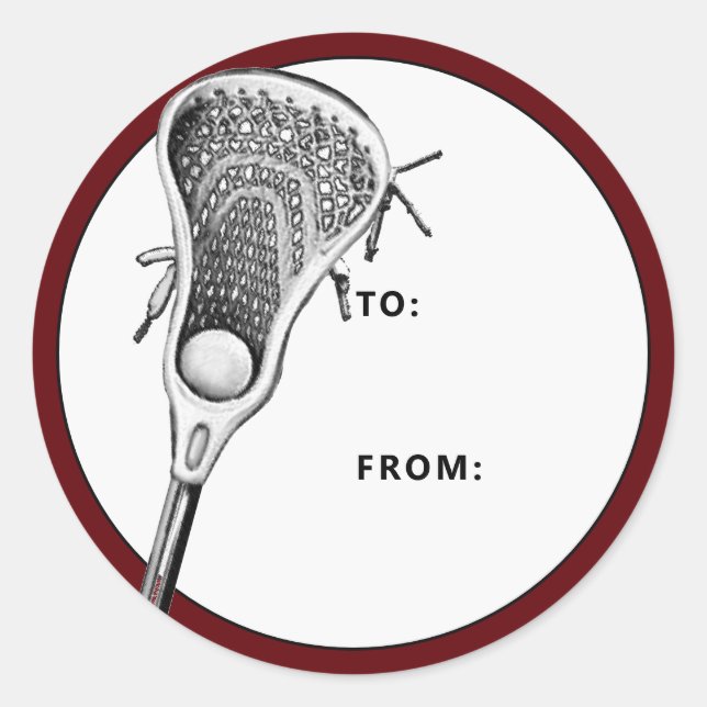 Sticker Rond Balise cadeau Lacrosse Maroon (Devant)