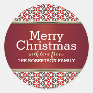 Sticker Rond Balise cadeau Motif blanc rouge