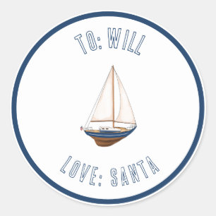 Sticker Rond Balise cadeau personnalisée de bateau à voile naut