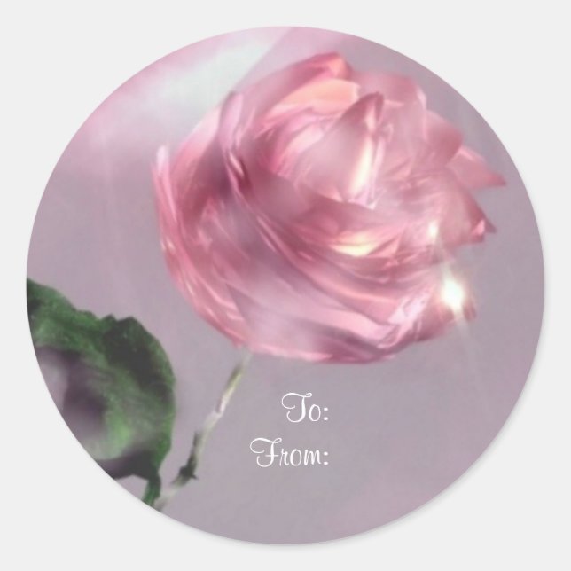 Sticker Rond Balise cadeau rose (Devant)