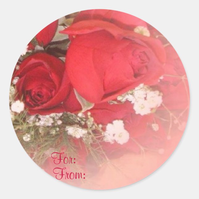 Sticker Rond Balise cadeau Roses rouges (Devant)