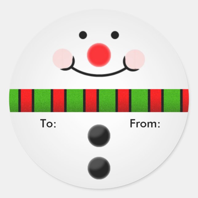 Sticker Rond Balise cadeau Snowman (Devant)