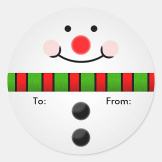 Sticker Rond Balise cadeau Snowman