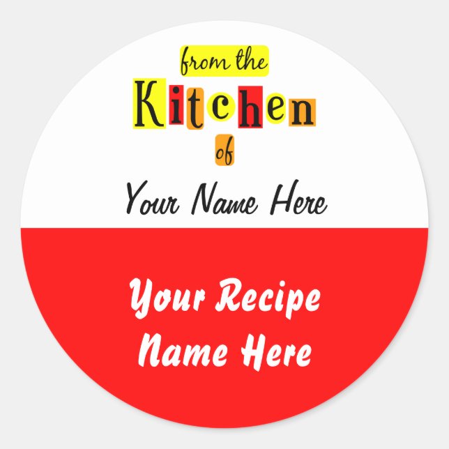 Sticker Rond Balise de cuisson rouge-jaune personnalisée dans l (Devant)