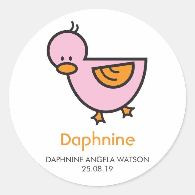 Sticker Rond Balise de dessin mignonne Canard nouveau bébé (Devant)