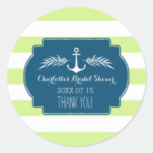 Sticker Rond Balise de Fête des mariées nautique à bande bleue