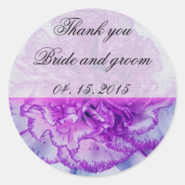 Sticker Rond Balise de mariage blanc et pourpre (Devant)