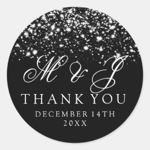 Sticker Rond Balise de mariage Favor Silver Midnight Glam