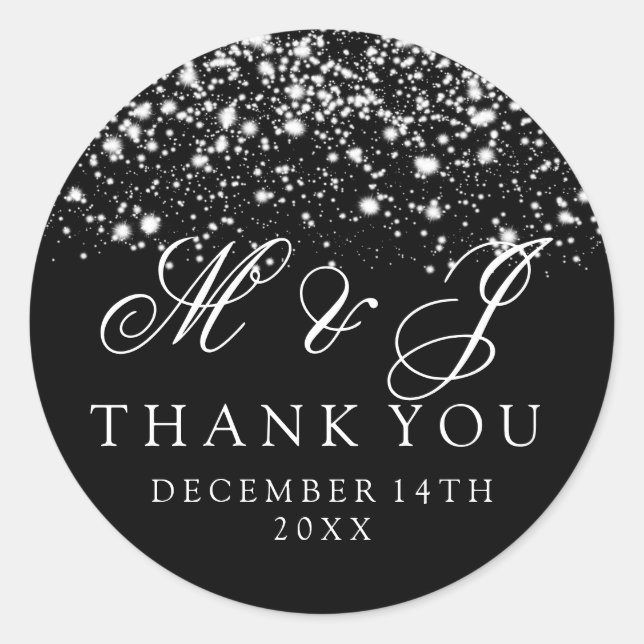 Sticker Rond Balise de mariage Favor Silver Midnight Glam (Devant)