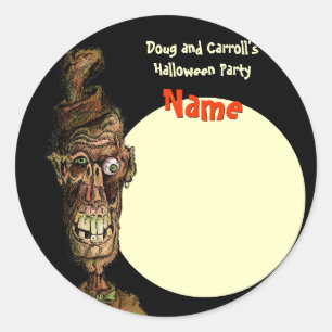 Sticker Rond Balise de nom de la fête d'Halloween - Nutty Casqu