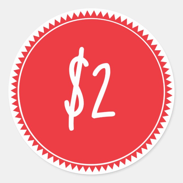 Sticker Rond Balise de prix de vente rouge personnalisée Sticke (Devant)