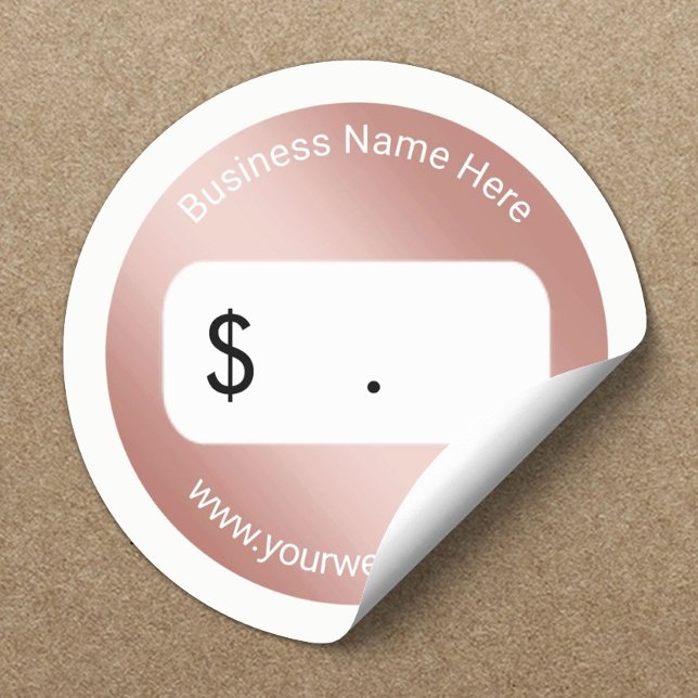 Sticker Rond Balise de prix Elégant Rose or (Créateur téléchargé)