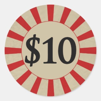 Sticker Rond Balise de prix rond brillant de 10 $ (dollar)