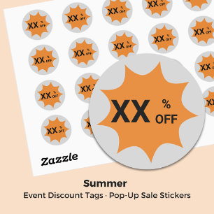 Sticker Rond Balise de remise Gris et orange ・ 9 points pour la