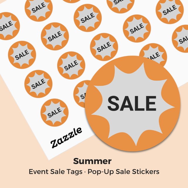 Sticker Rond Balise de vente de bulles en 9 points Orange & Gre (Event Sale Tags · Pop-Up Sale Stickers)