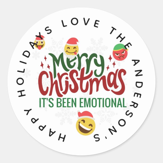 Sticker Rond Balise Emotional Joyeux Noël Drôle Emoji (Devant)
