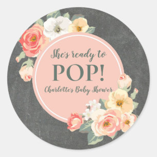 Sticker Rond Balise Fleurs vintages qu'elle est prête à taper B
