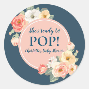 Sticker Rond Balise Fleurs vintages qu'elle est prête à taper B