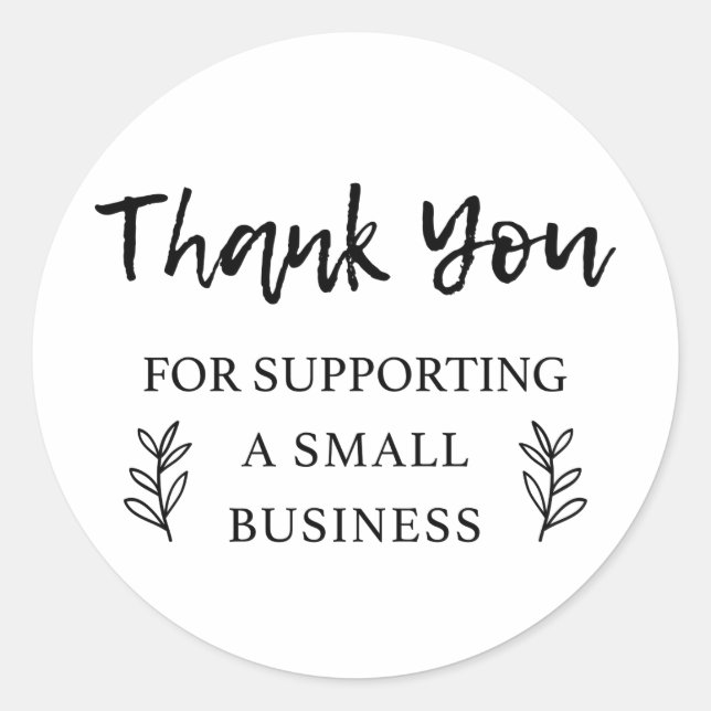 Sticker Rond Balise Merci Pour Le Soutien Aux Petites Entrepris (Devant)