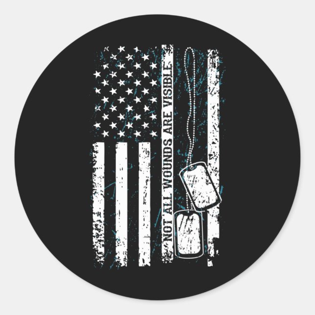 Sticker Rond Balise militaire visible de toutes les blessures D (Devant)