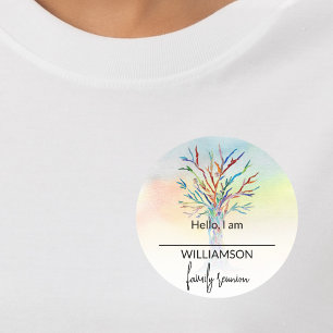 Sticker Rond Balise Nom de la famille de l'arbre généalogique