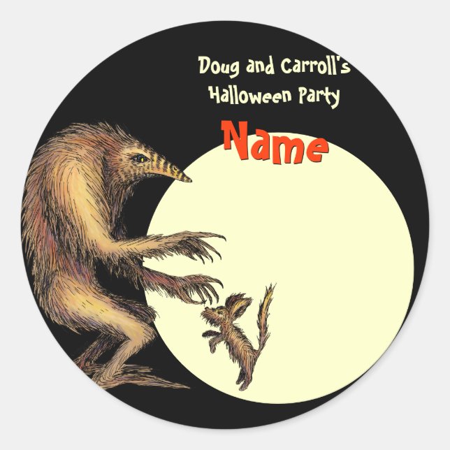 Sticker Rond Balise Nom de la partie d'Halloween - Créature vs  (Devant)