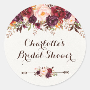 Sticker Rond Balise Rustique Boho Floral Fête des mariées Favor