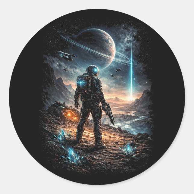 Sticker Rond Balise sur le monde lointain (Devant)