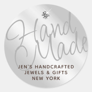 Sticker Rond Balises artisanales en gris argenté blanc brillant