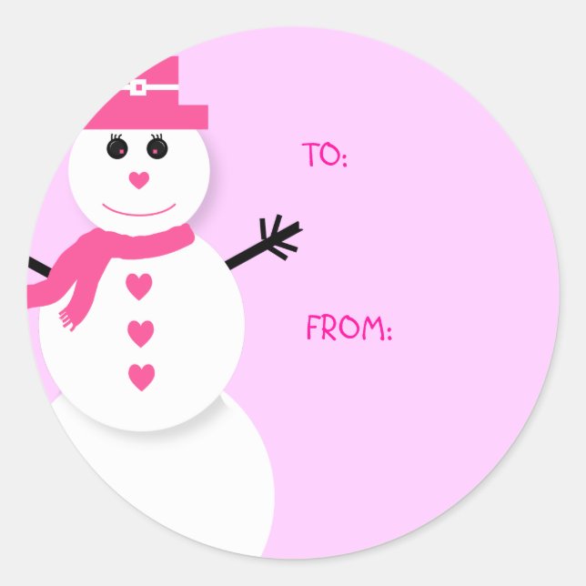 Sticker Rond Balises Cadeau Snowman (Devant)