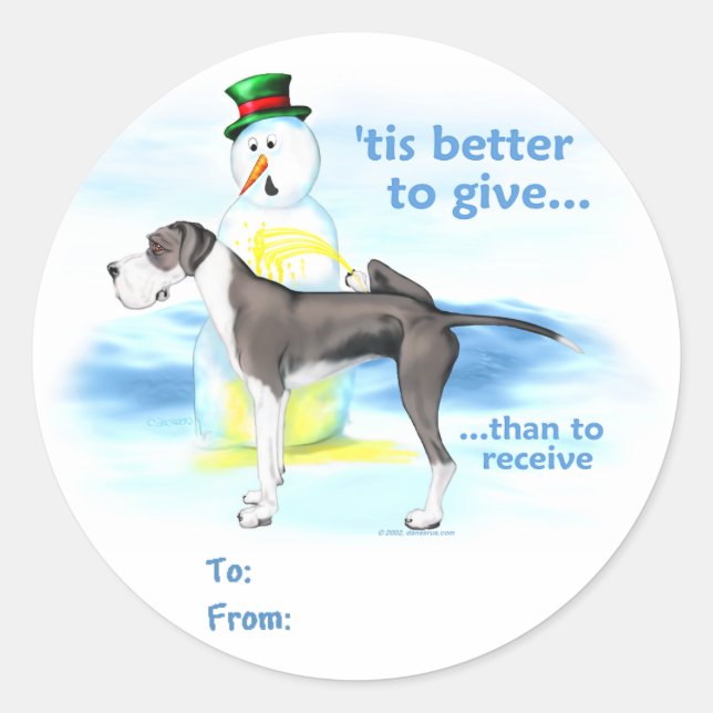 Sticker Rond Balises cadeaux Great Dane BTG Mantle UC (Devant)