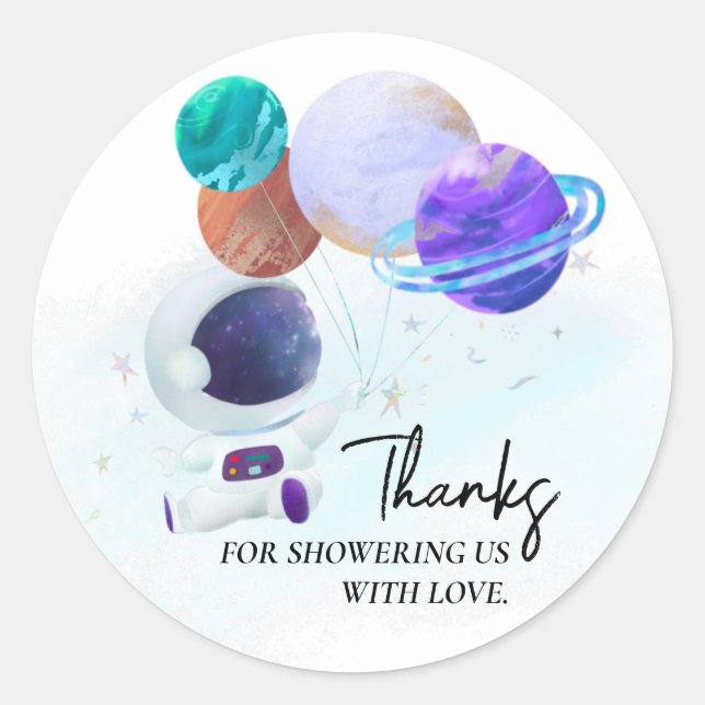 Sticker Rond Balises-cadeaux pour les astronautes de l'espace e (Devant)