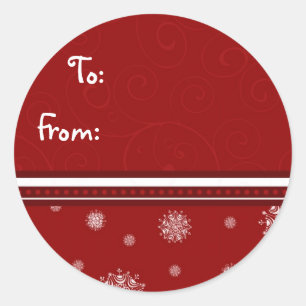 Sticker Rond Balises cadeaux Red White Christmas Snowflake