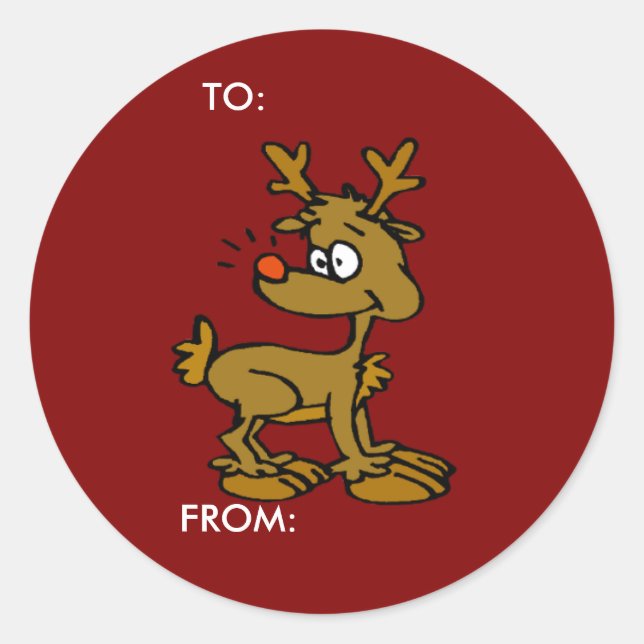 Sticker Rond Balises cadeaux Reindeer (Devant)