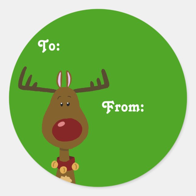 Sticker Rond Balises cadeaux Reindeer (Devant)