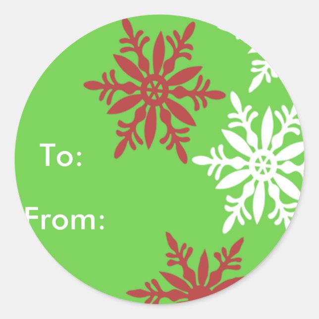 Sticker Rond Balises cadeaux rouges, blancs et verts (Devant)