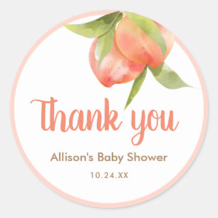 Sticker Rond Balises de Merci de Baby shower de fille Little Pe