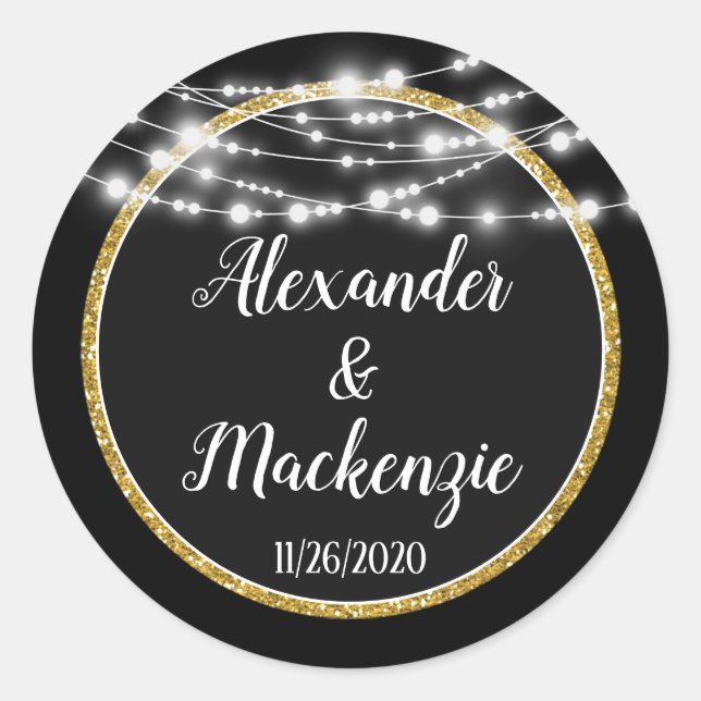 Sticker Rond Balises de préférence du Mariage d'or noir (Devant)