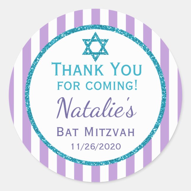 Sticker Rond Balises de préférence pour le Merci Bat mitzvah Tu (Devant)