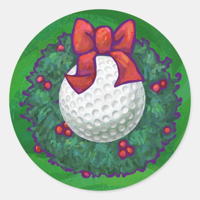 Sticker Rond Ball de golf Fer de Noël en vert (Devant)