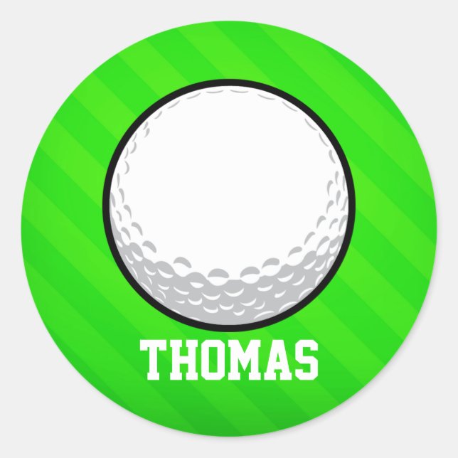 Sticker Rond Ball de golf ; Neon Green Strips (Devant)
